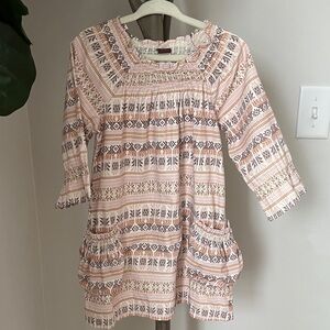 Tea Collection Kids Dress - Pink and Cream Pattern